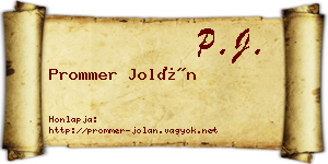 Prommer Jolán névjegykártya